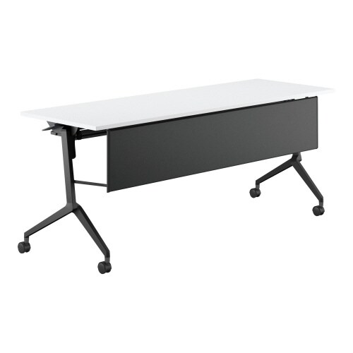 フラップ天板会議テーブル リーフライン 幕板・棚付