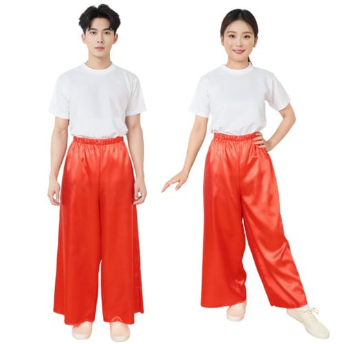 ソフトサテン ズボン L 赤