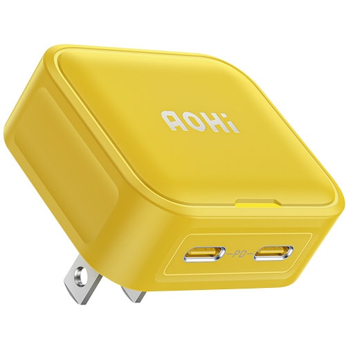 USB充電器 PD 40W 2ポート イエロー