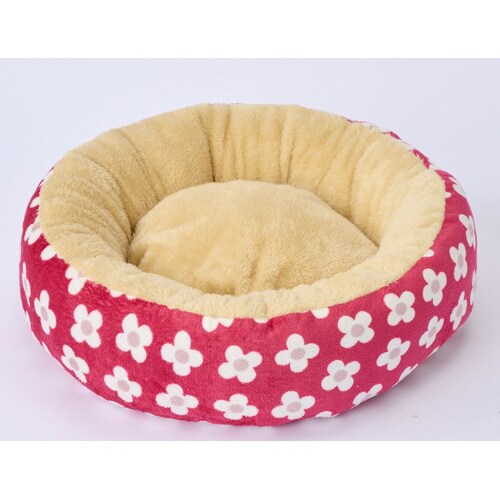 もこもこラウンドベッド フラワーレッド