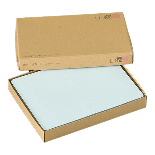 挨拶状カード 2号二折 Yカラー ブルー 100枚