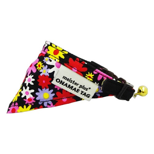 ONAMAEバンダナCATフラワーBK