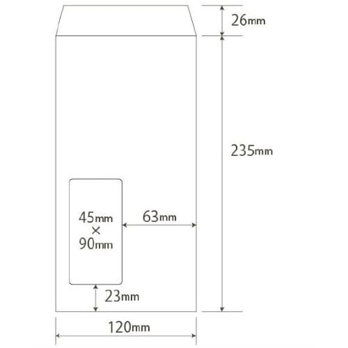 長3封筒窓付ホワイト 〒枠なし1000枚