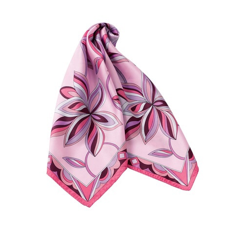 スカーフ リーフプリント ピンク