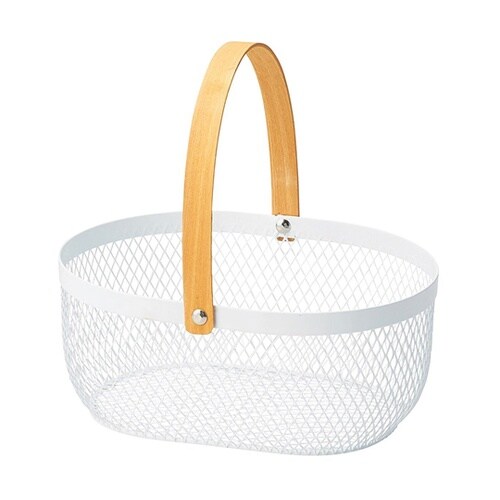 ワイヤーメッシュバスケット(持ち手付き)