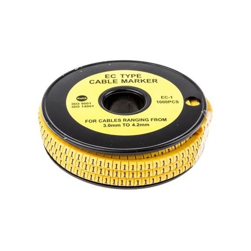 ケーブルマーカー 黄色地に黒 1セット(