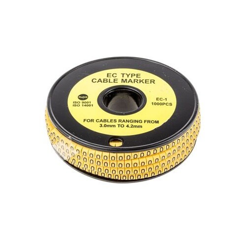 ケーブルマーカー 黄色地に黒 1セット(
