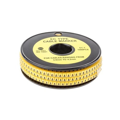 ケーブルマーカー 黄色地に黒 1セット(