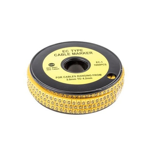 ケーブルマーカー 黄色地に黒 1セット(