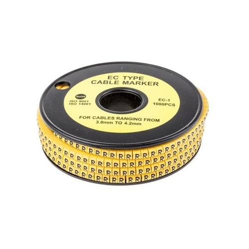 ケーブルマーカー 黄色地に黒 1セット(