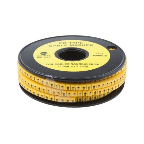 ケーブルマーカー 黄色地に黒 1セット(