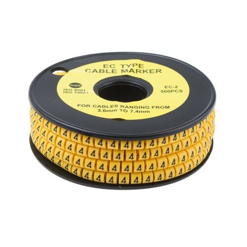 ケーブルマーカー 黄色地に黒 1セット(
