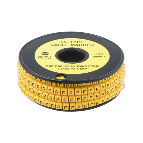 ケーブルマーカー 黄色地に黒 1セット(