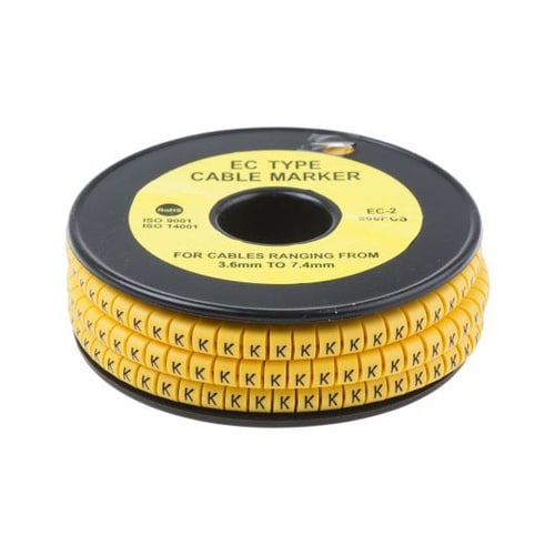 ケーブルマーカー 黄色地に黒 1セット(
