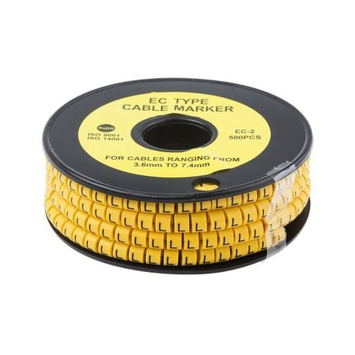 ケーブルマーカー 黄色地に黒 1セット(