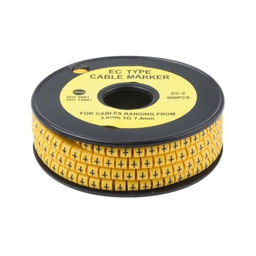 ケーブルマーカー 黄色地に黒 1セット(