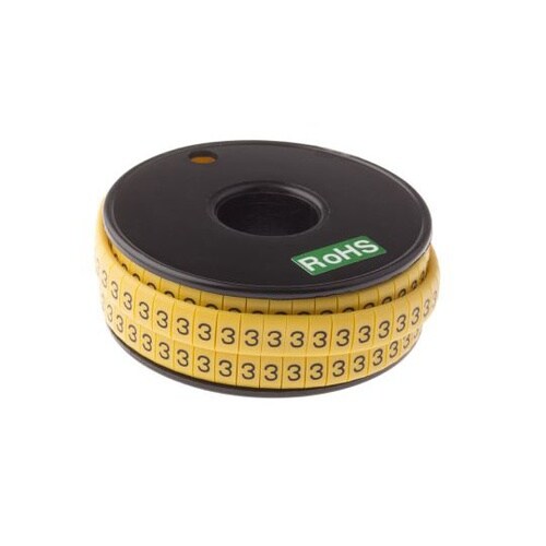 ケーブルマーカー 黄色地に黒 1セット(