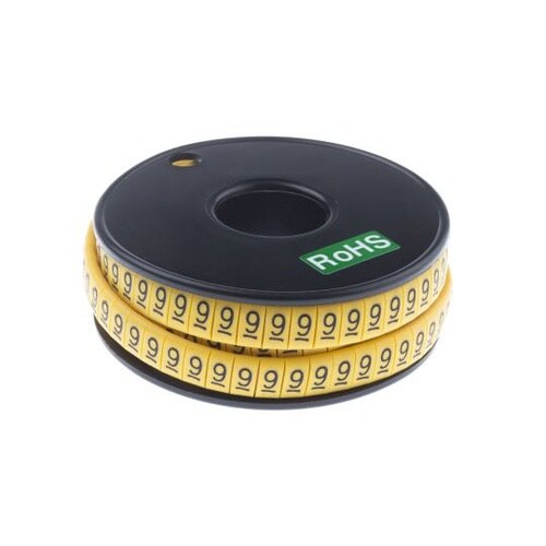 ケーブルマーカー 黄色地に黒 1セット(