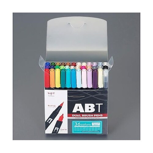 36本 水性・筆ペンセット(太/細両用)