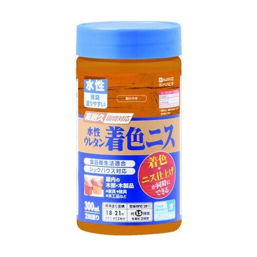 水性ウレタン着色ニス 300ML 新けや