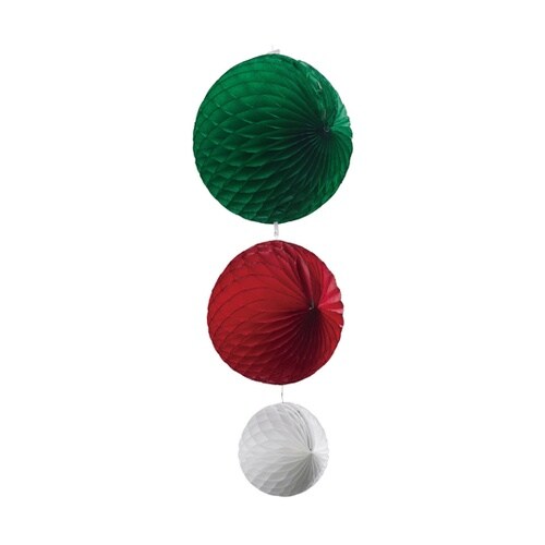 ペーパーハニカムボール 大中小 緑/赤/