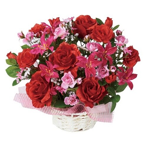 ローズかごアレンジ W36xH26cm