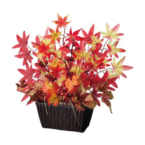 紅葉造花バスケットアレンジ 高さ44cm
