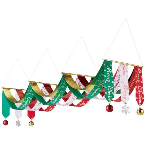 トリコロール3連クリスマスペナント 天井