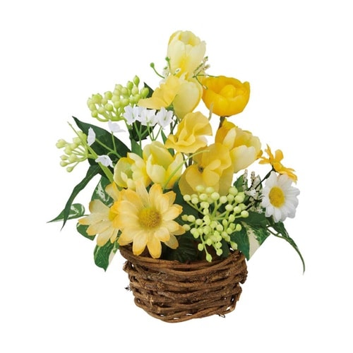 ミックスチューリップ盛カゴアレンジ 造花