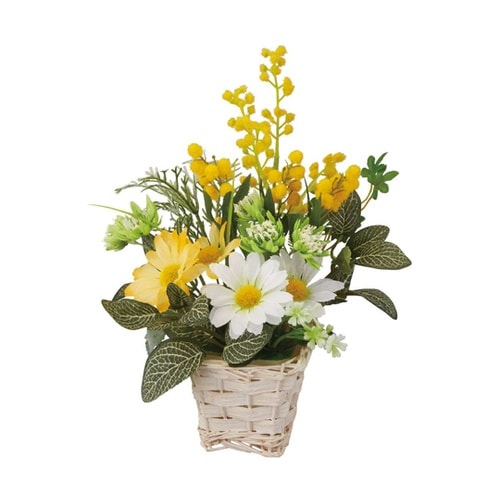 ミモザ盛カゴアレンジ 造花 33−17−