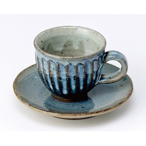 青萩彫 丸コーヒー腕皿 鴻月 3−326