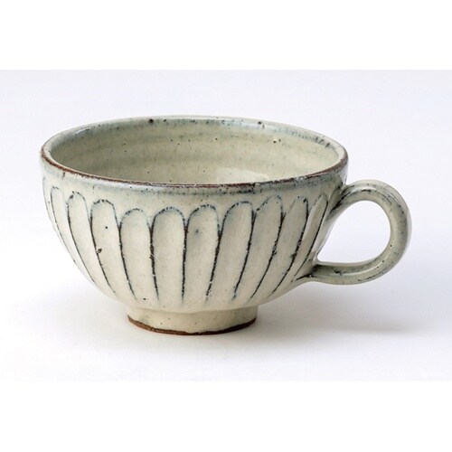 白釉彫 スープマグ 鴻月 3−3305