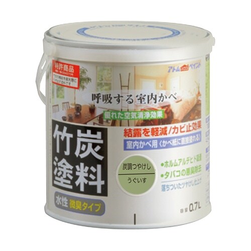 水性竹炭塗料 0.7L 炭調 うぐいす