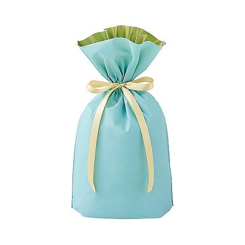 梨地リボン付きギフトバッグ ミント 幅2