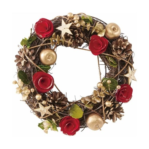 ナチュラル クリスマスリース小 レッド