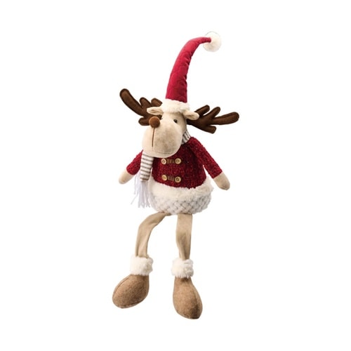 ファブリックトナカイドール足ブラ レッド