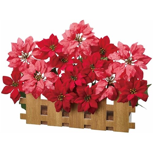ポインセチア垣根アレンジ(造花) 幅45