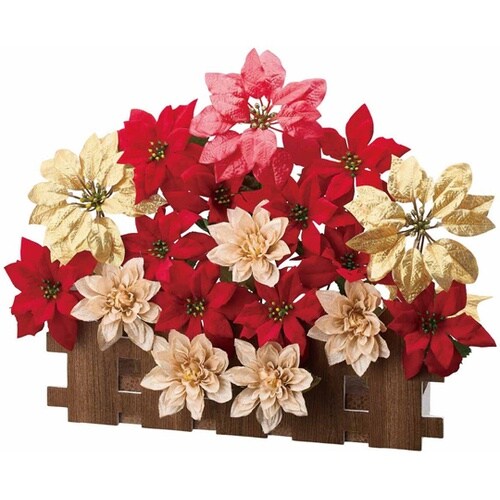 ポインセチア垣根アレンジ(造花) 幅45