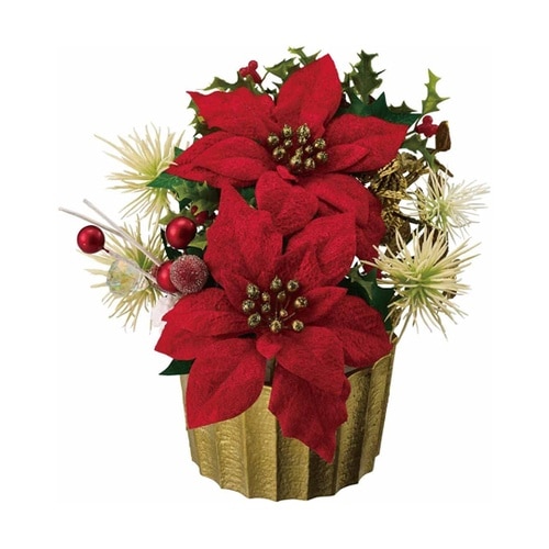ポインセチア造花ポット 幅20cmレッド