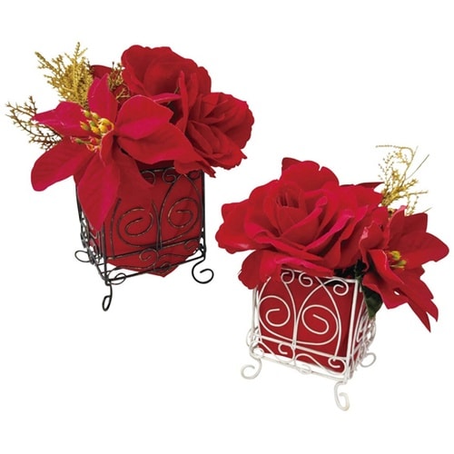 【2個】 クリスマスポインセチア造花 キ