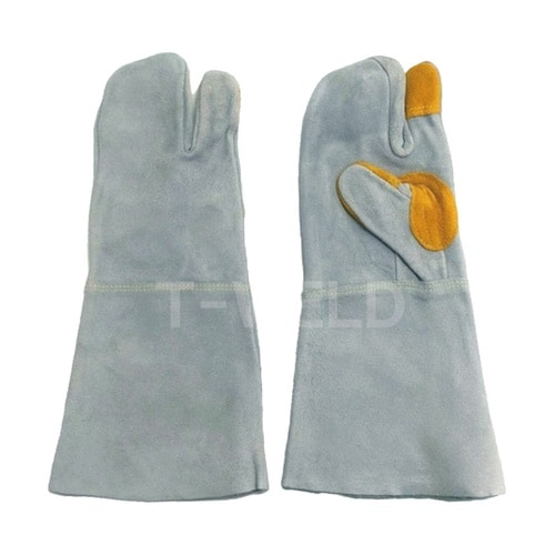 3本指 牛革手袋 本色 長さL:36cm