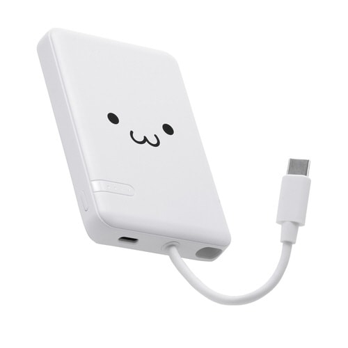 モバイルバッテリー5000mAh一体型 しろちゃん