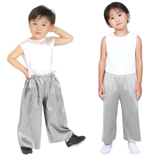 ソフトサテン ズボン C 銀