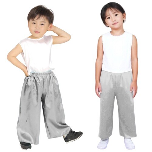 ソフトサテン ズボン J 銀