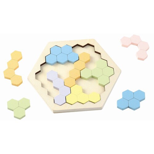 木製ヘキサゴンパズル パステルカラー