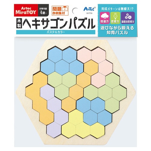 ArtecMiraTOY木製ヘキサゴンパズルパステ
