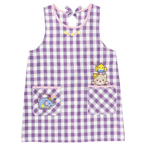 アニマルギンガムチェックエプロン パープル