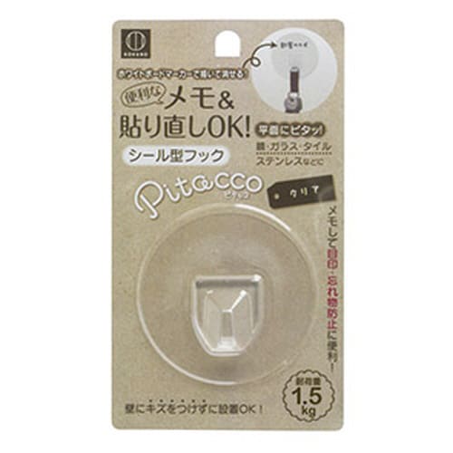 コクボ Pitacco シール型フック クリア