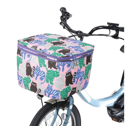 2段式前カゴカバー ネコ柄