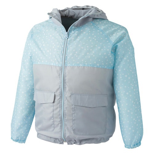 ラグランパーカー ブルーx灰